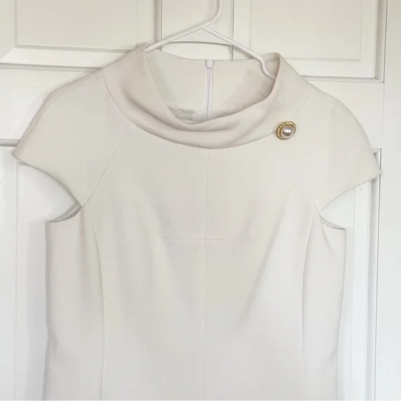 Harper Rose White Mock Neck A-Line Dress Size 6| Chic Minimalist Cap Sleeve - Picture 7 of 16